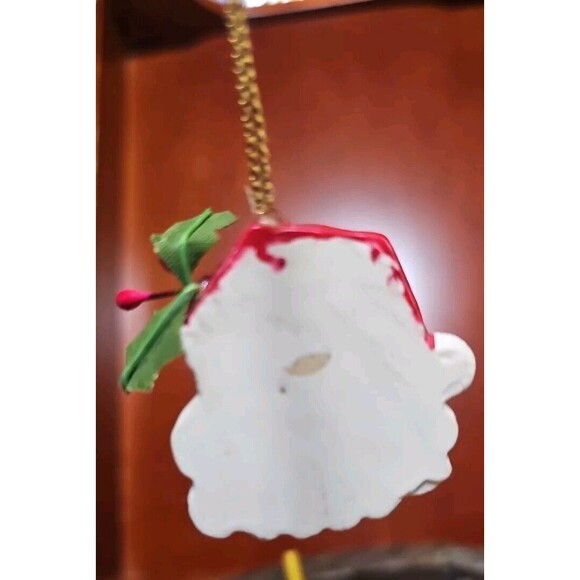 Old World Style Ceramic Santa Head Christmas Holiday Ornament Vintage 2" x 1.5" - Picture 3 of 4